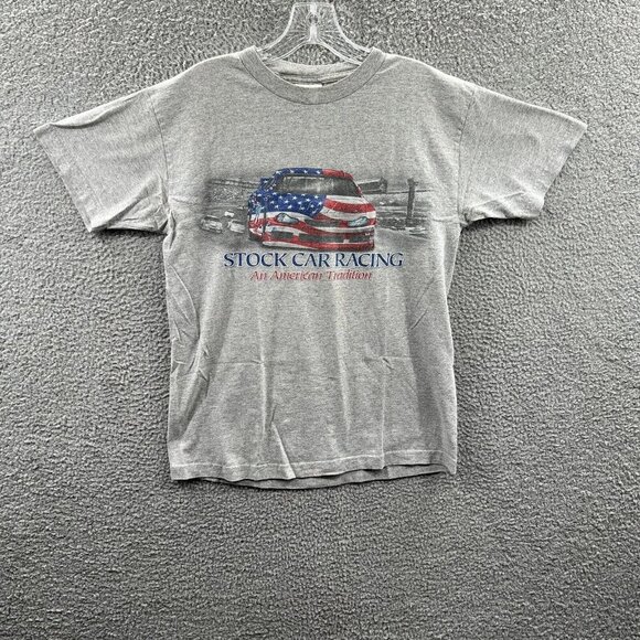 Stock Car Racing Mens Shirt Medium Gray Short Sleeve Pullover American Tradition - Picture 1 of 8